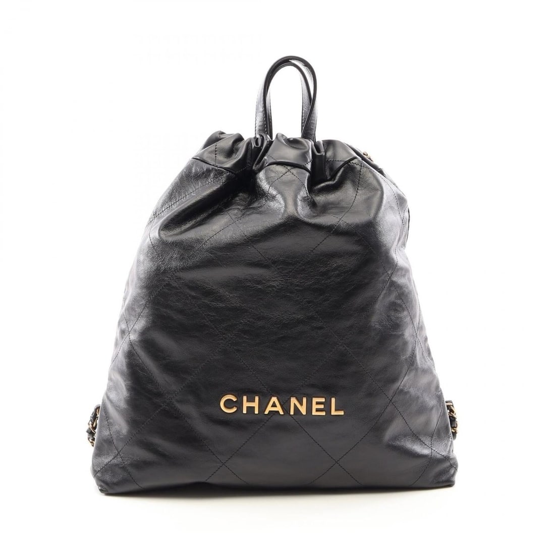 Chanel 22 Large Backpack/Handbag, Leather, Women's, Black (AS3313)
