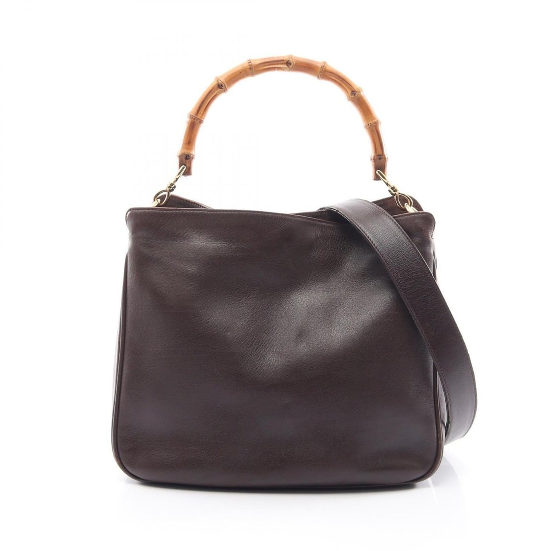 Gucci Bamboo 2-Way Handbag, Leather, Women's, Brown, 001 1098 1638