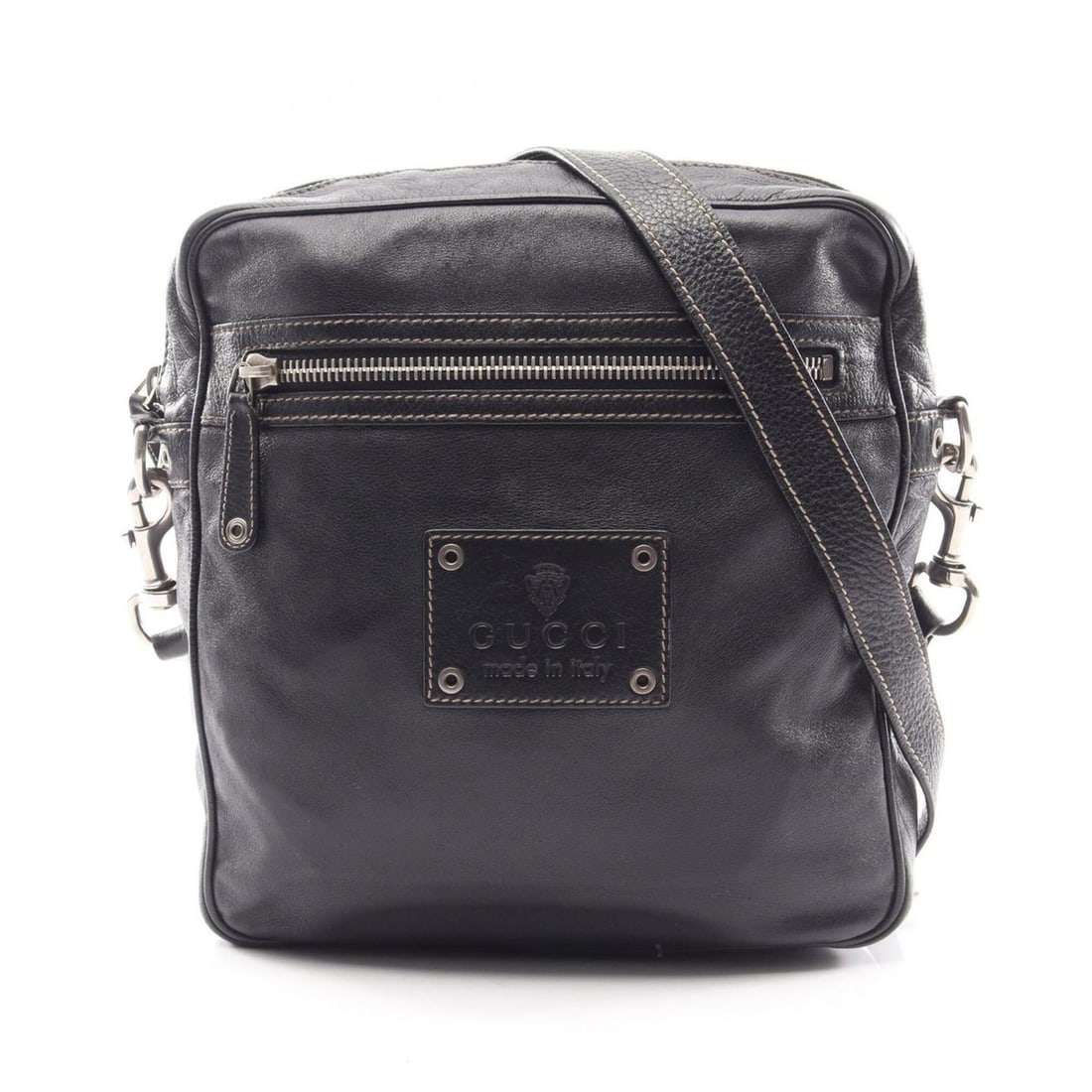 Gucci Crest Shoulder Bag/Handbag, Leather, Women's, Black (201451)