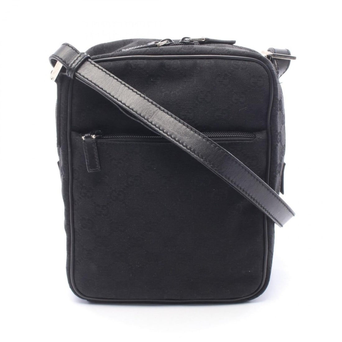 Gucci GG Canvas Shoulder Bag Handbag Leather Women's Black 03136