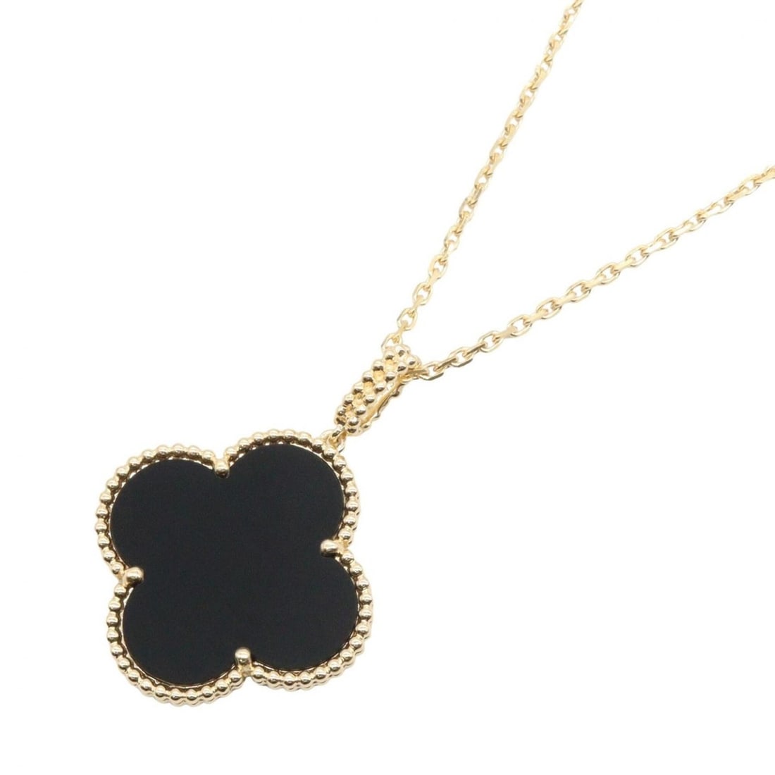 Van Cleef & Arpels Magic Alhambra Onyx Necklace, 18K (Yellow Gold), Onyx, Women's, Gold/Black,: --- Catalog ---Category: SizePendant Size: 26mm x 26mm / 1.02'' x 1.02''Neck Circumference: 74.5 cm - 90 cm / 29.33'' - 35.43''Category: DesignColor: Black, GoldGender: WomenMaterial: Yellow gold (18K