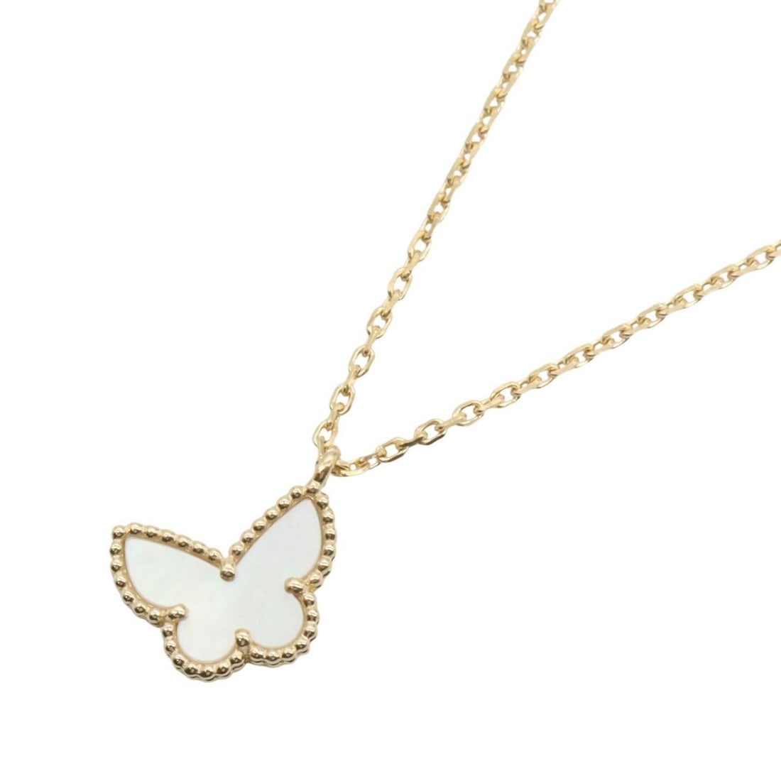 Van Cleef & Arpels Sweet Papillon Mother-of-Pearl Necklace, 18K (Yellow Gold), Mother-of-Pearl,