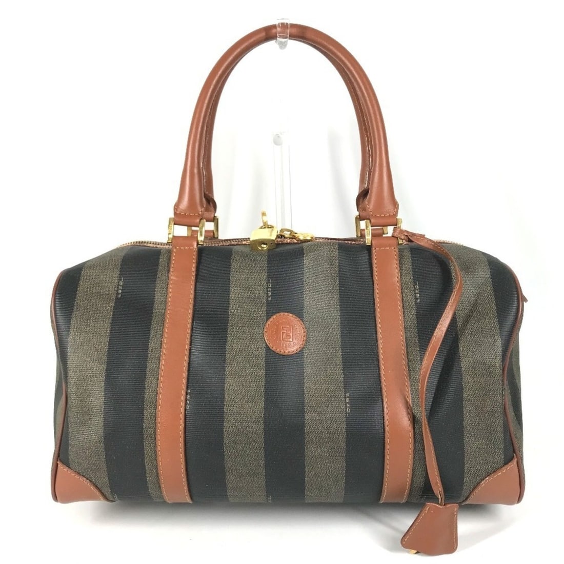 FENDI Vintage Pecan Bag, Handbag, Mini Boston Leather, Men's, Women's, Khaki (1 of 16)