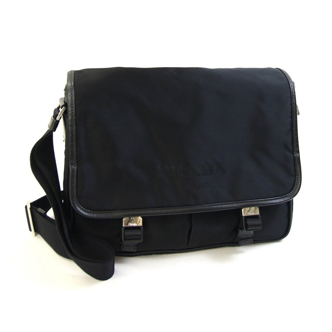 Prada Shoulder Bag VA0768 Black Nylon Leather for Women PRADA