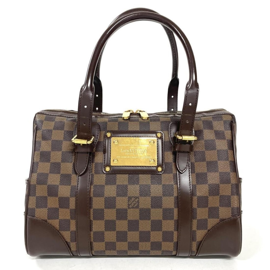 Louis Vuitton Berkeley Handbag, Damier Ebene, N52000, Brown with Gold Hardware: --- Catalog ---Category: SizeSize (HxWxD): 20cm x 31cm x 20cm / 7.87'' x 12.2'' x 7.87''Category: DesignType: HandbagColor: Brown, Damier Canvas, EbeneGender: WomenHardware Color: GoldCategory: Genera