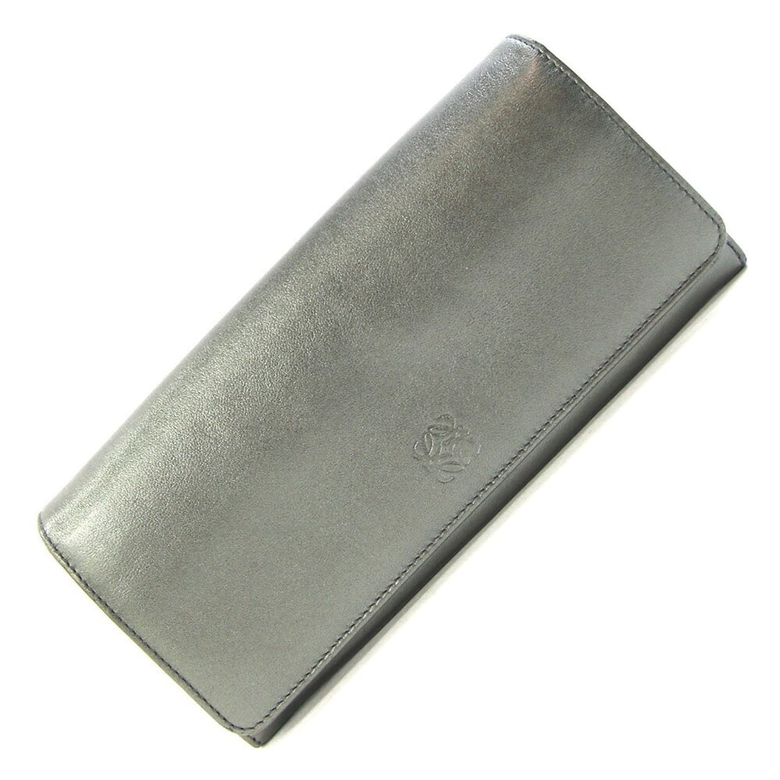 Loewe Bi-fold Long Wallet, Anagram, Metallic Khaki Leather, Old Style, Women's LOEWE