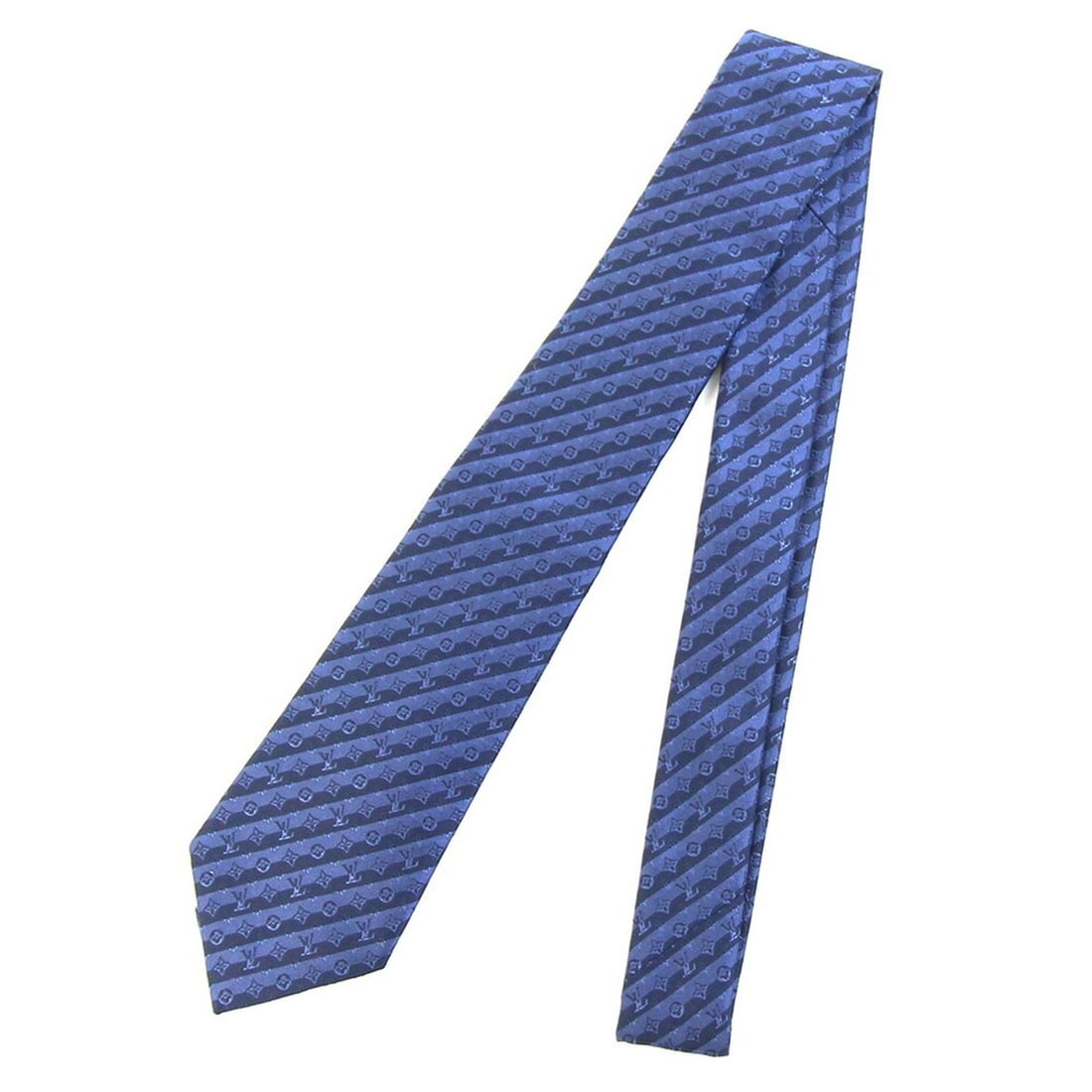 Louis Vuitton Monogram Diagonal Tie, 7cm, M79898, Marine, 100% Silk, Blue/Navy, Men's, LOUIS VUITTON (1 of 15)