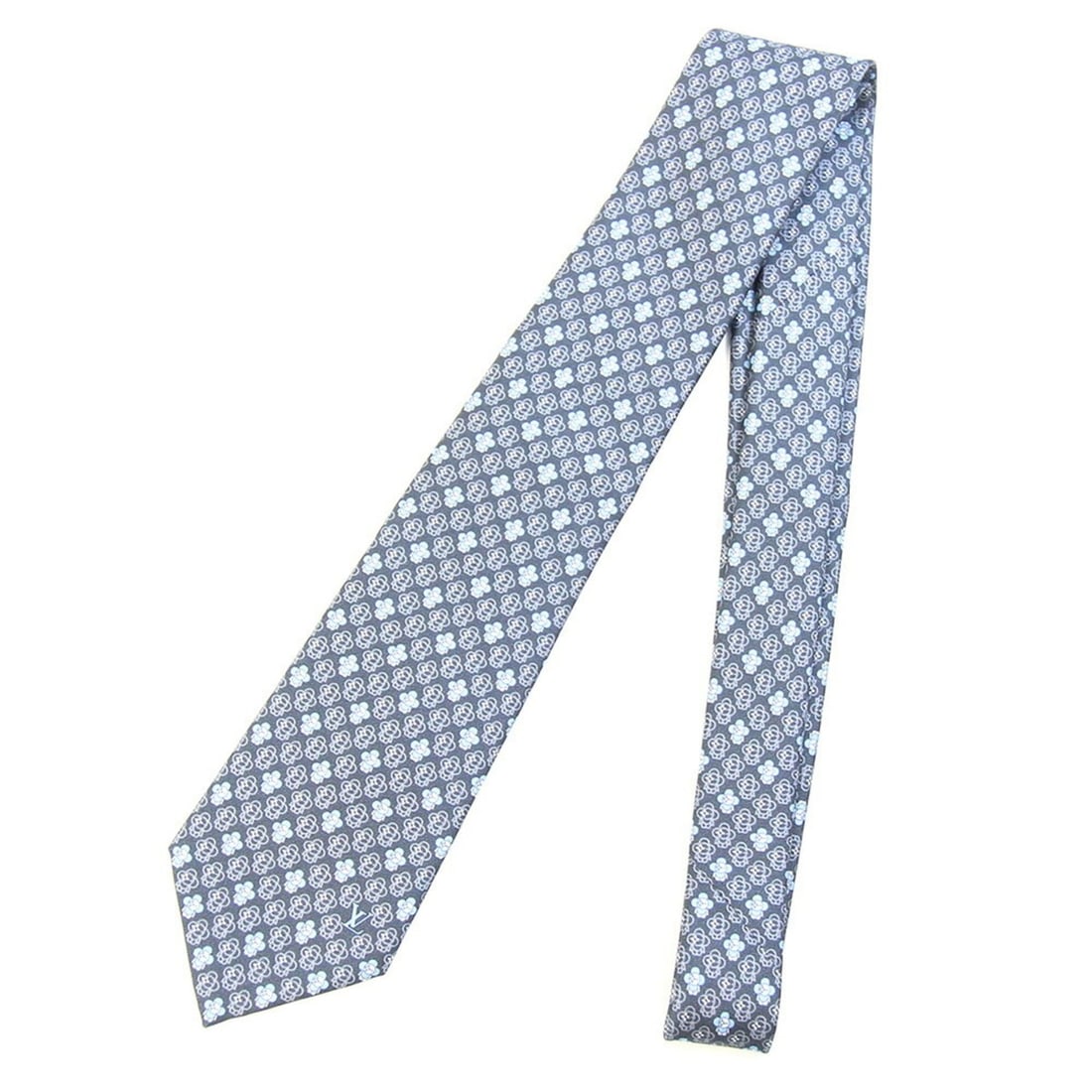 Louis Vuitton Tie, Full of Vivienne M79425, Gray/Light Blue, 100% Silk, Men's, LOUIS VUITTON (1 of 9)