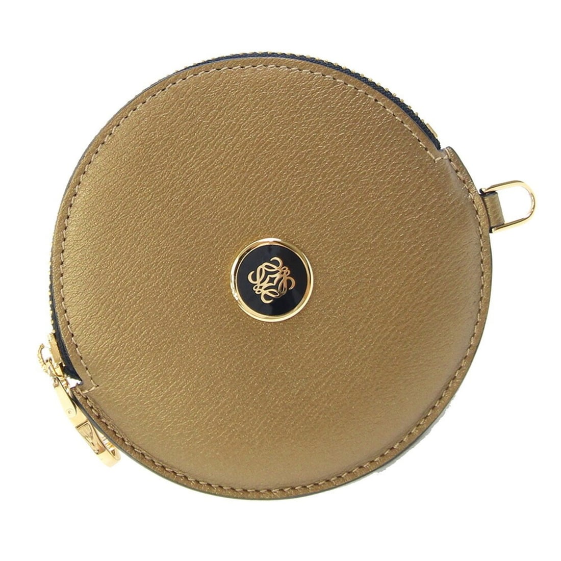 Loewe wallet/coin case, Anagram design, gold leather, coin purse, compact wallet, mini round,: --- Catalog ---Category: SizeSize (HxWxD): 9.5cm x 9cm / 3.74'' x 3.54''Category: DesignType: Coin purse/coin caseColor: GoldGender: WomenMaterial: Leather Category: GeneralBrand: Loewe--- Item List -