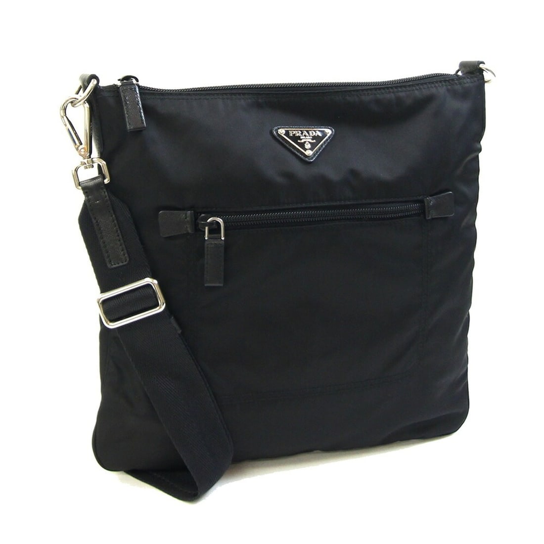 Prada Shoulder Bag BT0715 Black Nylon Leather Crossbody Men's Women's PRADA