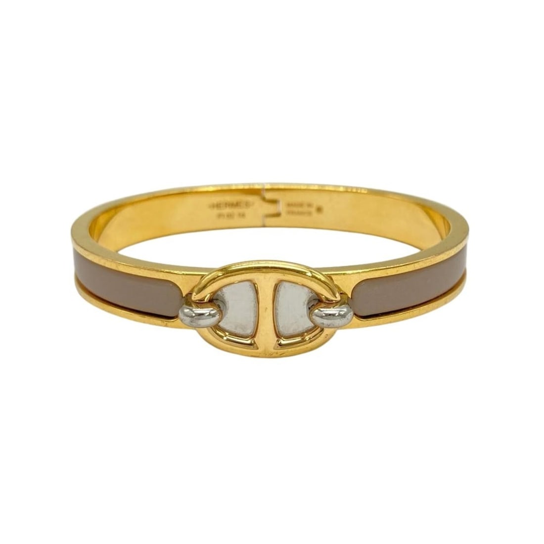 Hermes Mini Click Chaine d'Ancre Bangle Cuff GP Beige Gold Women's (1 of 20)