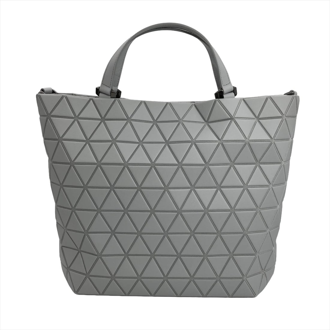 BAOBAO ISSEY MIYAKE CRYSTAL MATTE Handbag, Faux Leather, BB61 AG311, Gray with Black Hardware, 2-Way