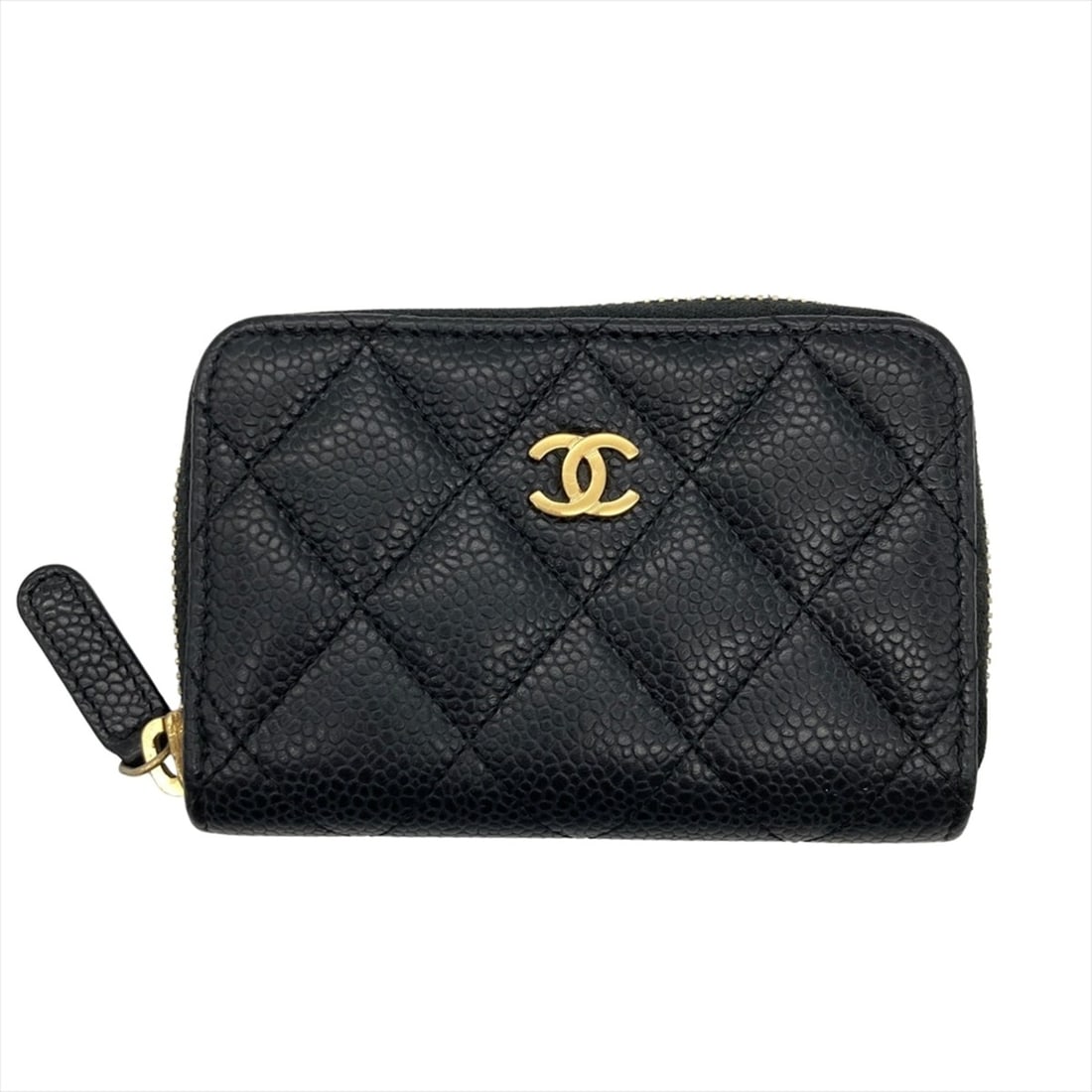Chanel Matelassé Coin Purse, Wallet/Coin Case, Caviar Leather, Black, Gold Hardware, Serial Number