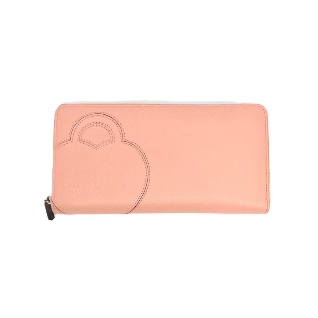 Tiffany & Co. Return to Round Toe Zipper Long Wallet, Leather, Pink, Women's