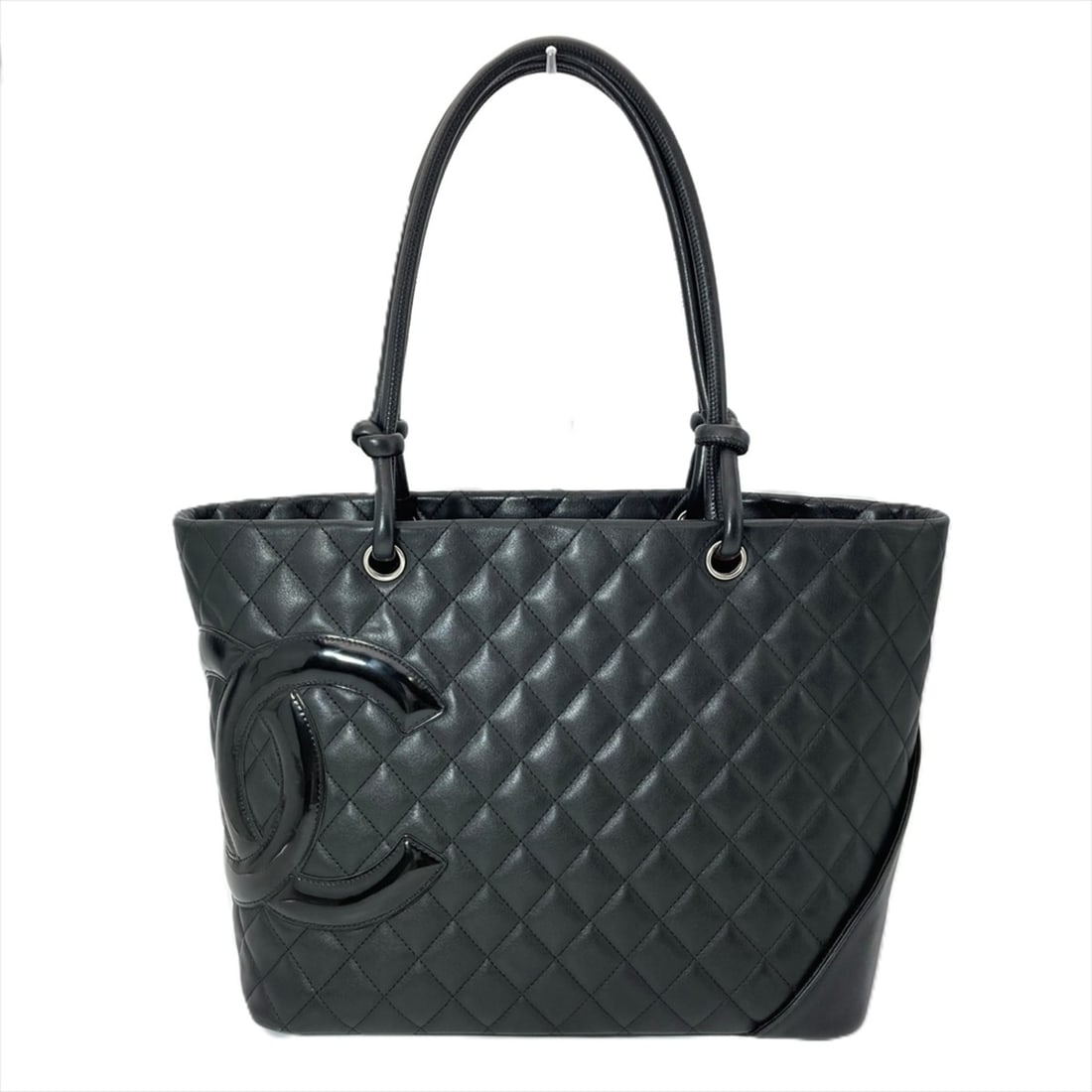 Chanel Cambon Line Large Tote Bag, Leather, Black, Silver Hardware, 8-digit serial number