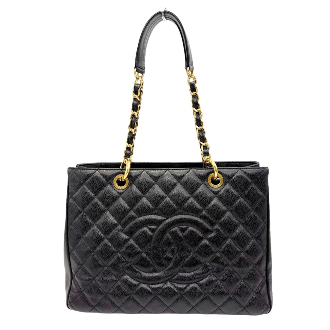 Chanel Matelassé Chain Tote Bag, Caviar Leather, Black with Gold Hardware, Serial Number 18, Coco
