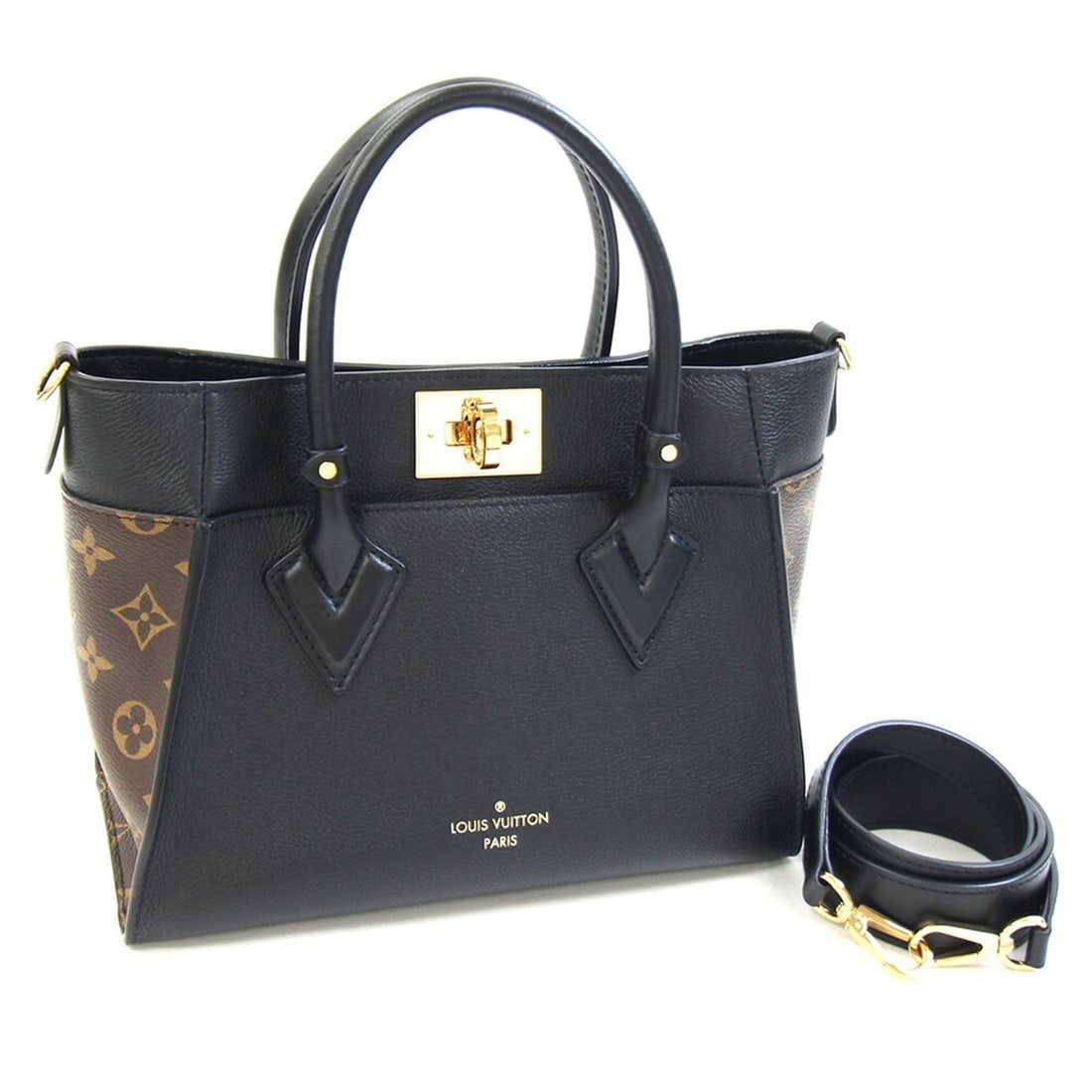 Louis Vuitton Monogram On My Side PM Handbag M57728 Black Crossbody Women's LOUIS VUITTON
