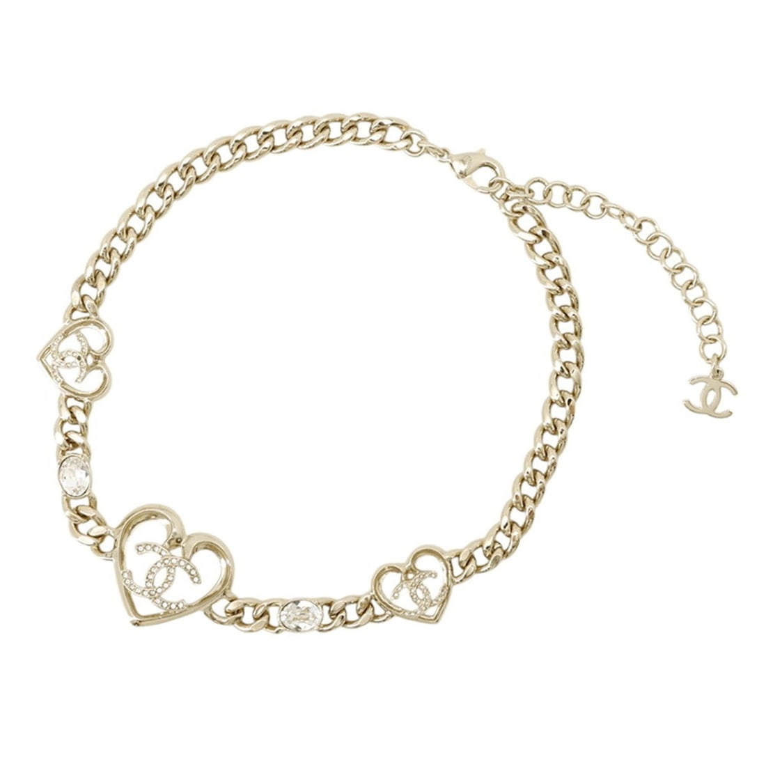 Chanel Necklace Coco Mark Heart Choker Metal Rhinestone C23C ABA081 CHANEL NECKLACE
