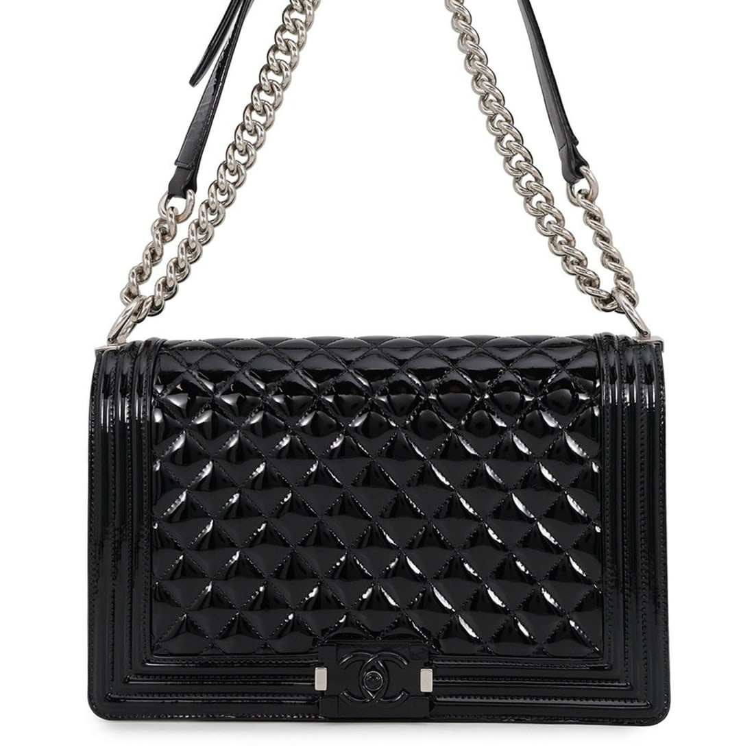 Chanel Chain Shoulder Bag Boy Large Matelassé Coco Mark Patent A92193 CHANEL Black Handbag Women's: --- Catalog ---Category: SizeWeight: 940g / 2.07lb.Size (HxWxD): 18cm x 28cm x 7.5cm / 7.08'' x 11.02'' x 2.95''Strap Length: 68cm - 107cm / 26.77'' - 42.12''Category: DesignType: Handbag, Shoulder ba