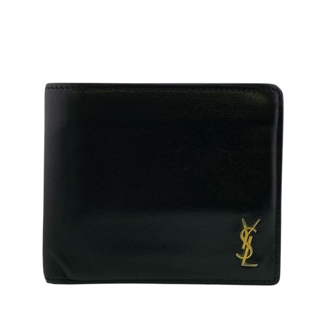 YVES SAINT LAURENT GBL610193 Compact Wallet YSL Logo Bi-fold Black