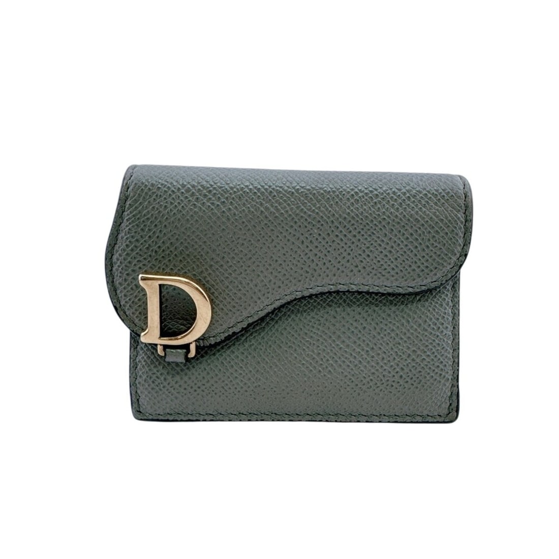 Christian Dior Saddle Compact Wallet with D Charm, Tri-fold Wallet, Gray