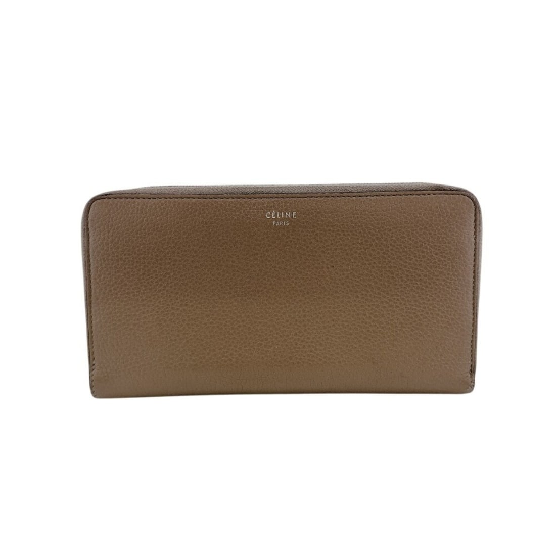 CELINE Celine Round Zip Logo Long Wallet Beige