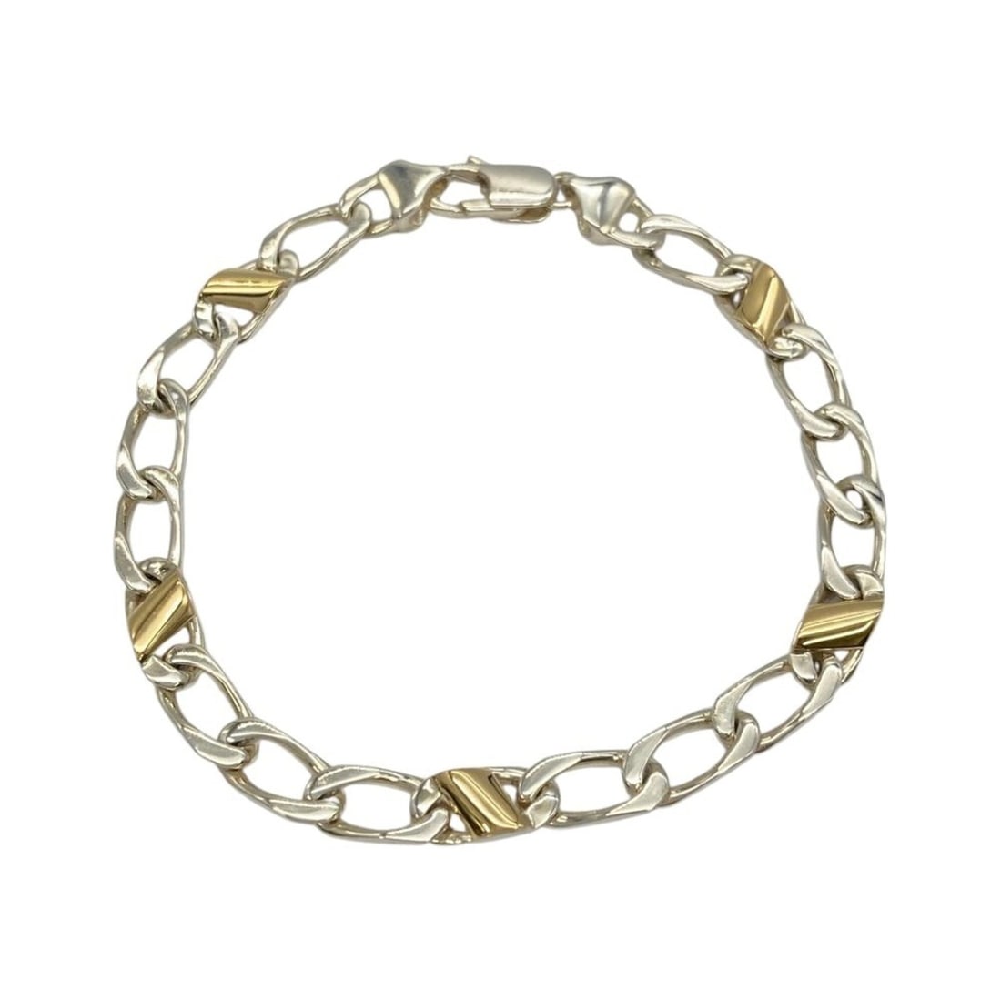 Tiffany & Co. Figaro Chain Bracelet, SV925 (Sterling Silver), 10.6g, 18K Yellow Gold (Silver: --- Catalog ---Category: SizeLength: 18.5cm / 7.28''Category: DesignType: Charm braceletColor: SilverGender: WomenMaterial: Silver 925, Yellow gold (18K)Category: GeneralBrand: Tiffany--- Item List --