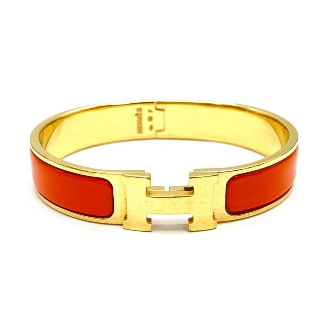 Hermes HERMES Clic Clac PM Bangle Cuff GP Orange Gold Women's