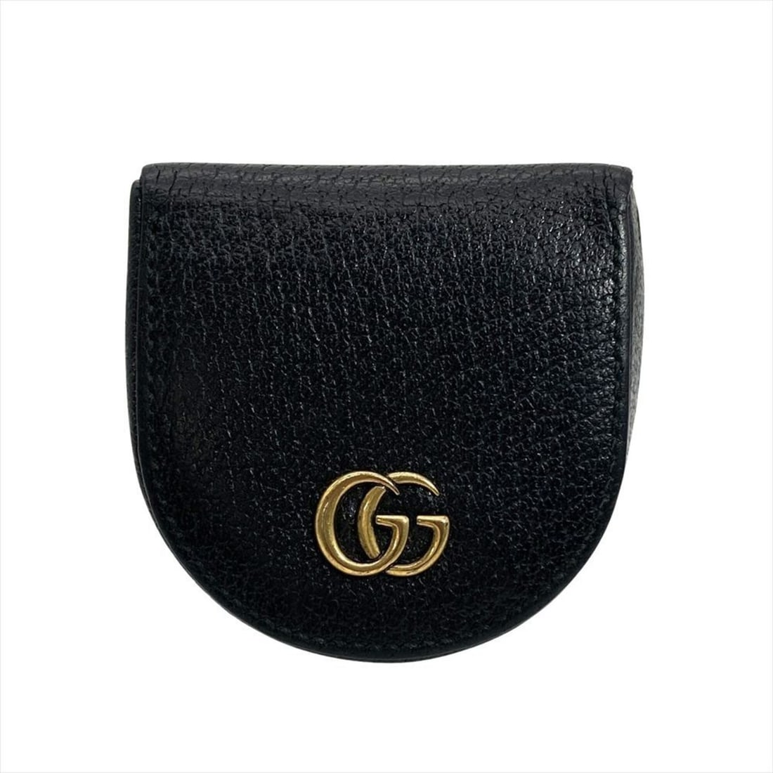 Gucci GG Marmont Wallet/Coin Case, Leather, 450940, Black with Gold Hardware, Women's