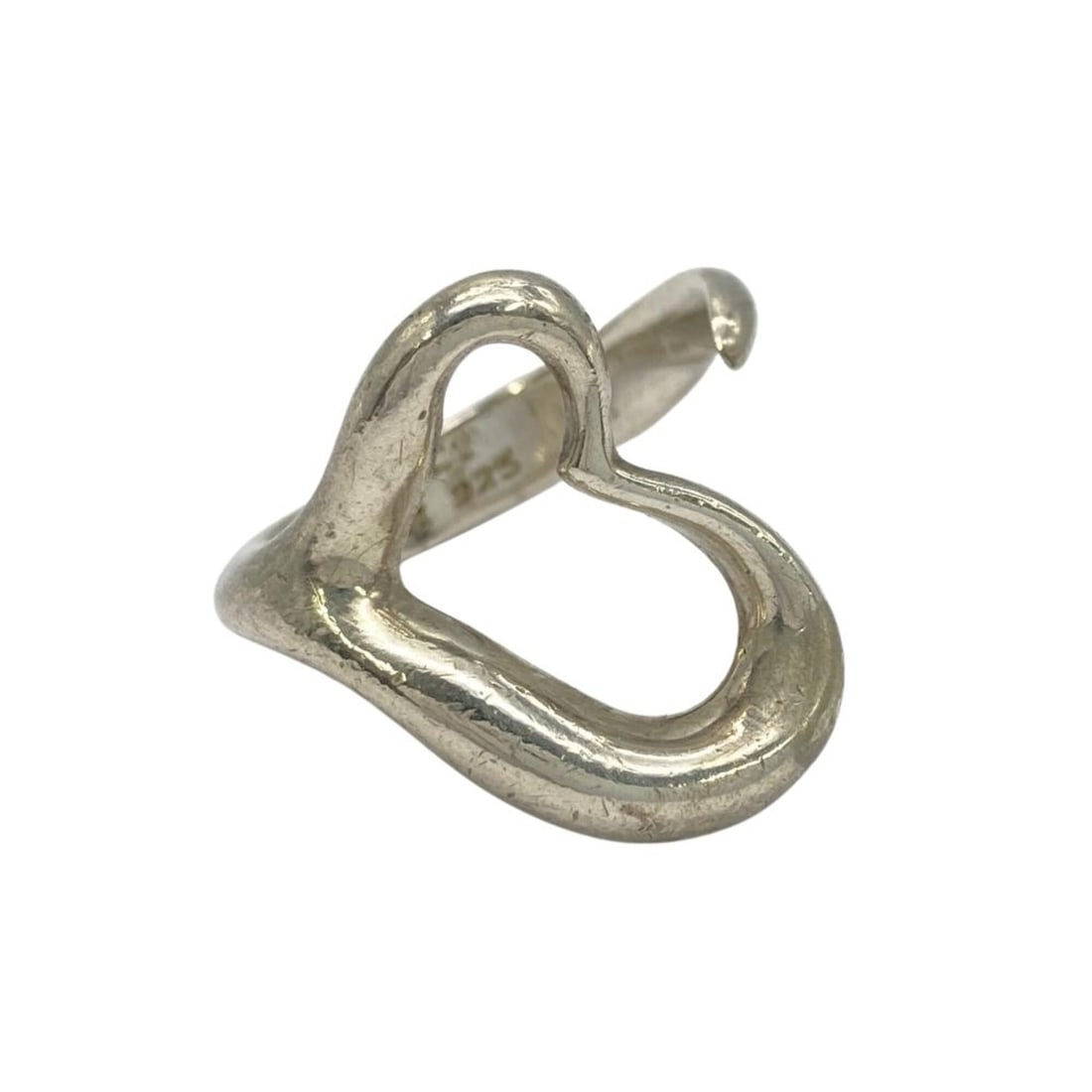 Tiffany & Co. Open Heart Ring, approximately 6.1g, made of SV925 sterling silver, designed by Elsa