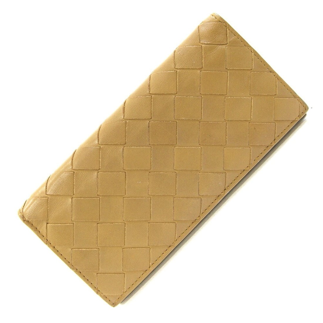 Bottega Veneta Bi-fold Long Wallet, Intrecciato, 635567, Light Brown Leather, Men's BOTTEGA VENETA