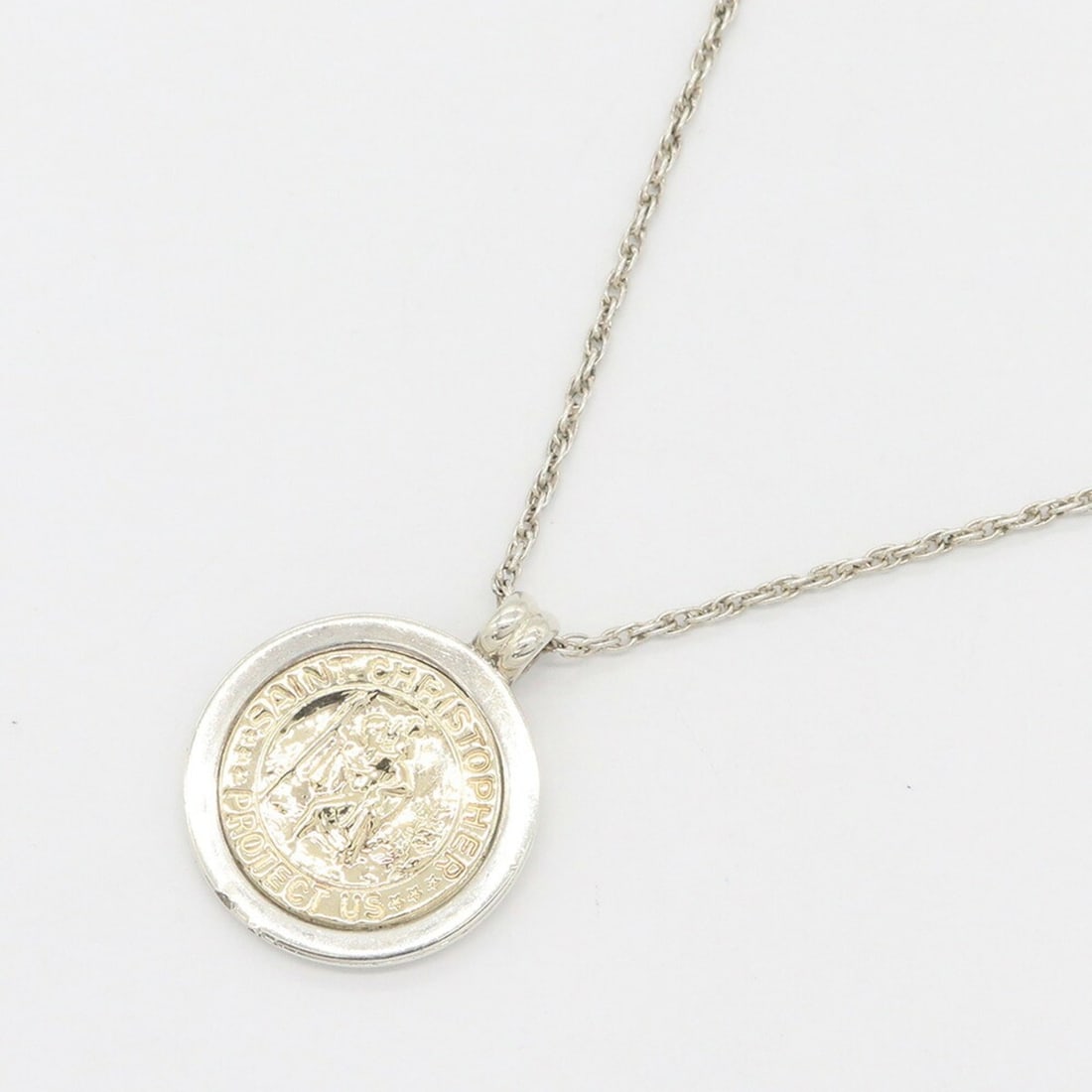 Tiffany & Co. St. Christopher Coin Pendant Necklace, 18KT (Yellow Gold) and SV925 (Sterling Silver)