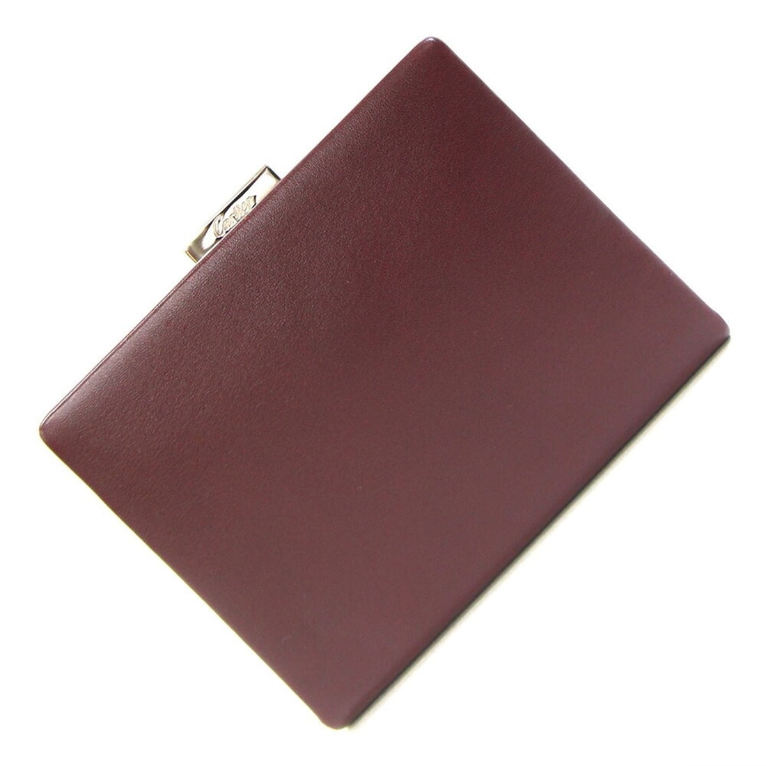 Cartier wallet, Bordeaux leather, compact mini coin case, business card holder, case.