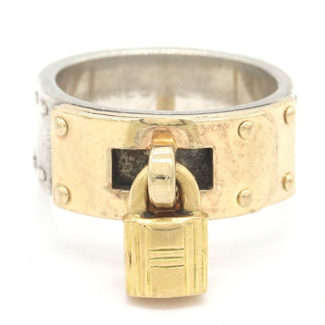 Hermes Kelly Ring, Sterling Silver 925 and Yellow Gold, Size 52, Combination Hallmark, Vintage,: --- Catalog ---Category: SizeJP Size: 10.5US Size: 5.5Category: DesignType: Band ringColor: Silver, Yellow goldGender: WomenMaterial: Sterling silver 925, Yellow gold (18K)Category: GeneralBrand: Herm
