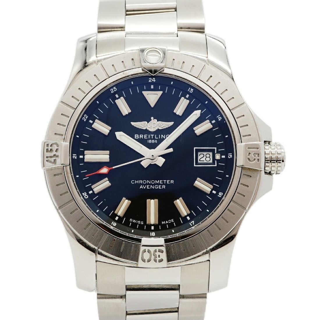 Breitling Avenger Automatic 43 A17318 Black Dial Men's Watch: --- Catalog ---Category: SizeWrist Size: 18cm / 7.08''Case Diameter: 42.8mm / 1.69''Category: DesignType: WristwatchGender: MenColor (Dial): BlackMaterial (Band): Stainless steelCategory: GeneralMPN: 