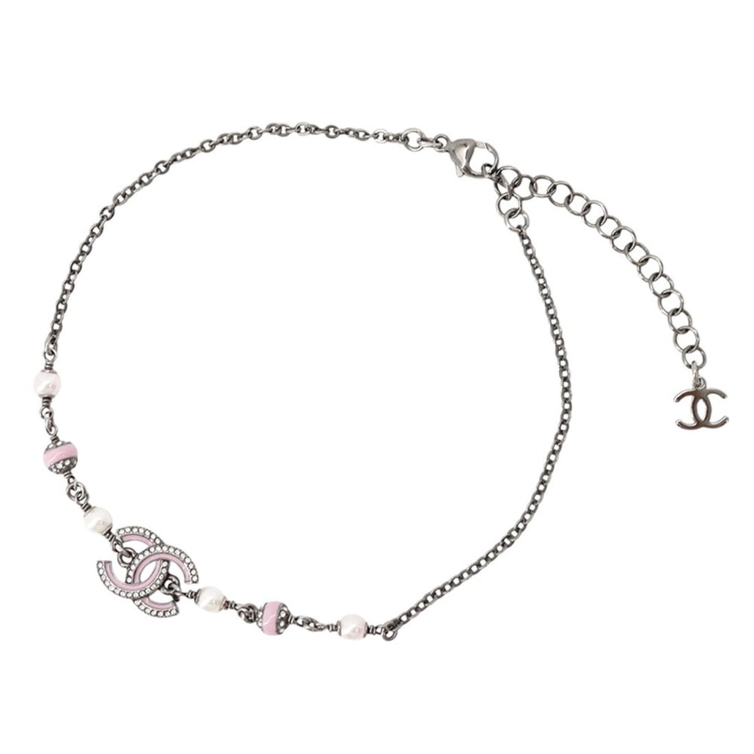 Chanel Necklace Coco Mark Faux Pearl Rhinestone C25B CHANEL Women's NECKLACE