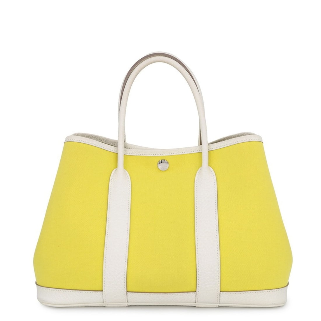 Hermes Tote Bag Garden TPM Lime Craie Toile Officier Country Y Stamp HERMES Party Handbag Women's