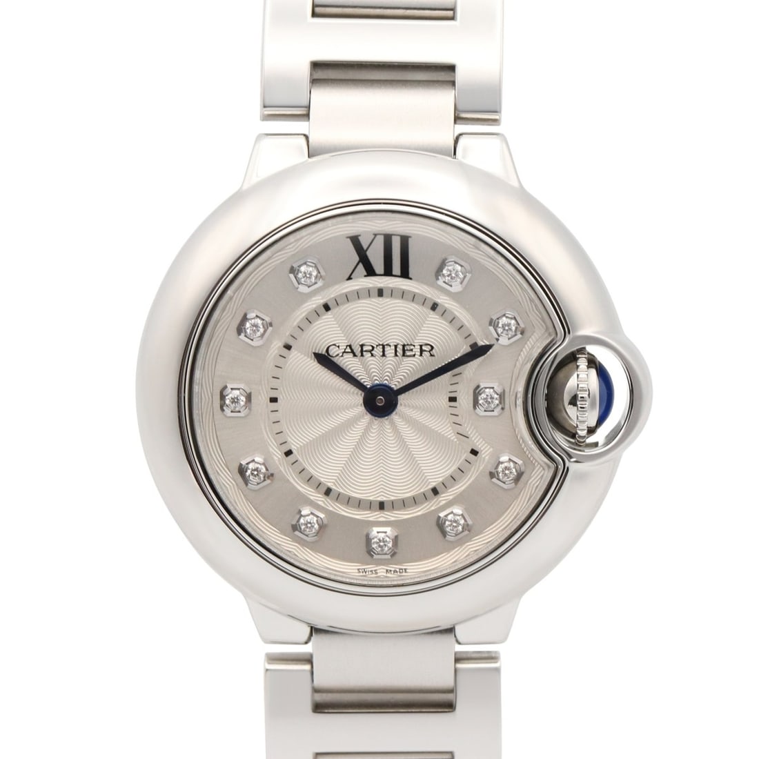 Cartier Ballon Bleu SM 11-Diamond Watch, Stainless Steel, Silver Tone, Ladies' WE902073