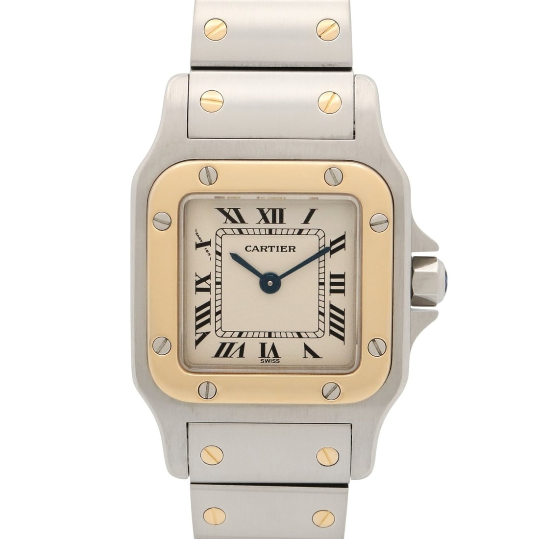 Cartier Santos Galbee SM Watch, 18K (Yellow Gold) Stainless Steel, Ladies, Silver Tone, W20012C4 (1 of 12)