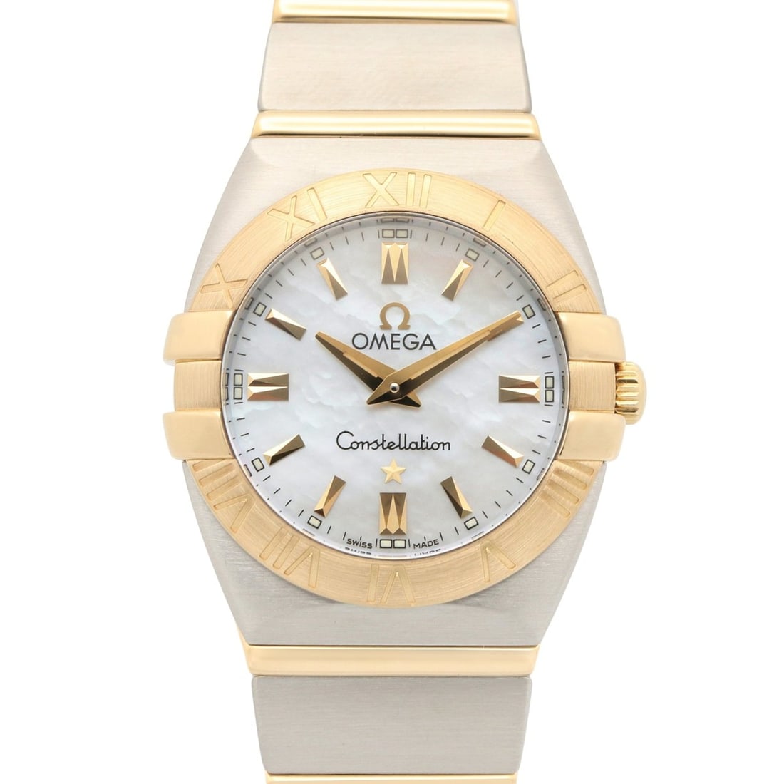 Omega Constellation Double Eagle Watch, 18K (Yellow Gold) Stainless Steel, Ladies', White/White
