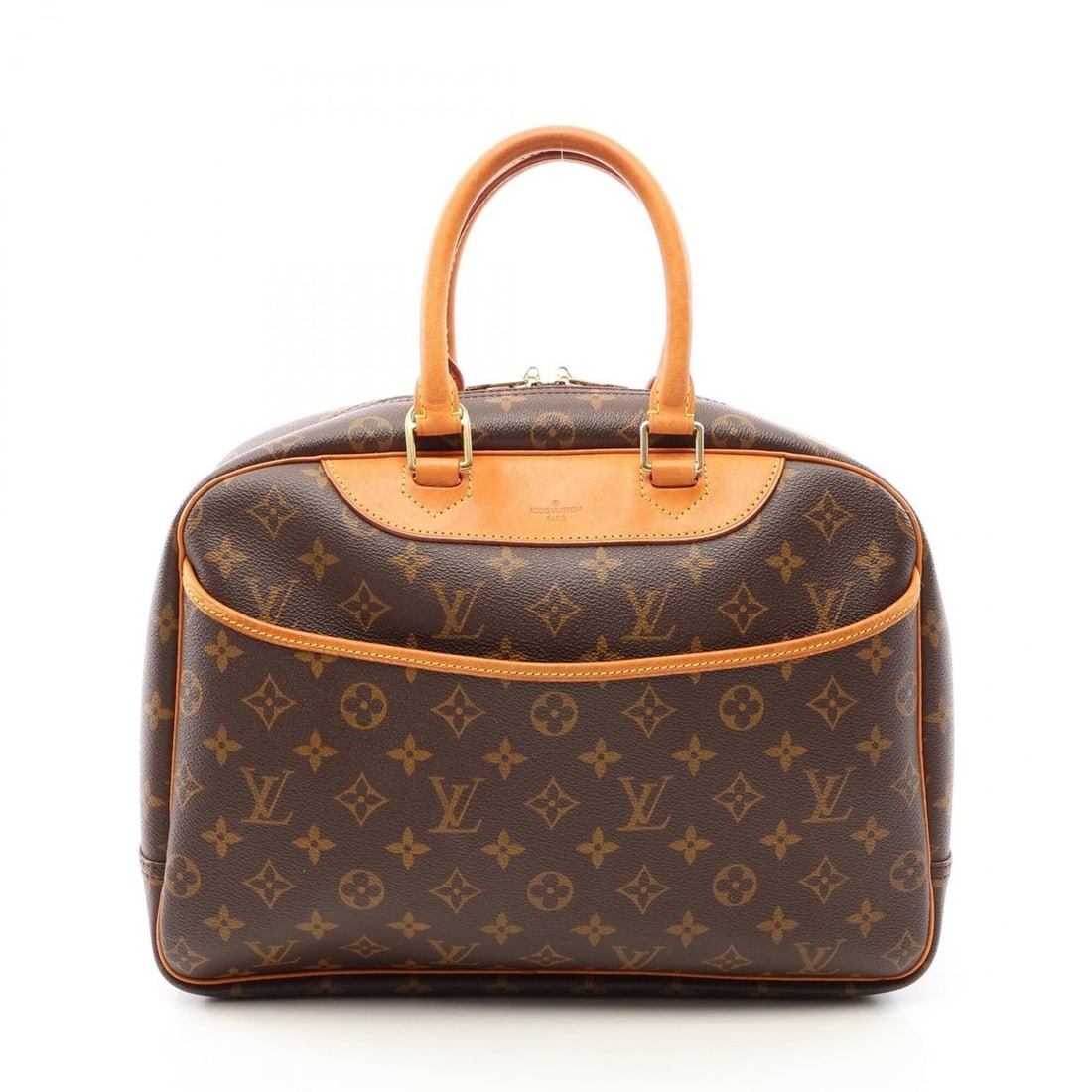 Louis Vuitton Deauville Bowling Vanity Monogram Handbag, Coated Canvas Leather, Women's, Brown,: --- Catalog ---Category: SizeSize (HxWxD): 25cm x 35cm x 14cm / 9.84'' x 13.77'' x 5.51''Category: DesignType: HandbagColor: BrownGender: WomenMaterial: PVC , Coated canvas , Leather Category: General