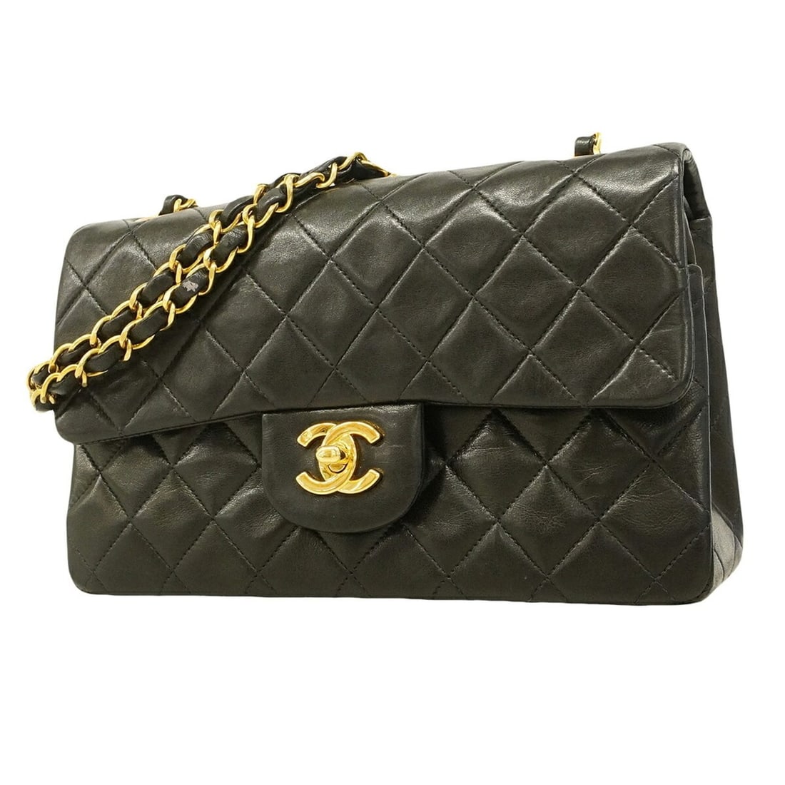 Chanel Matelassé Shoulder Bag, Double Flap, Chain, Lambskin, Black, Women's
