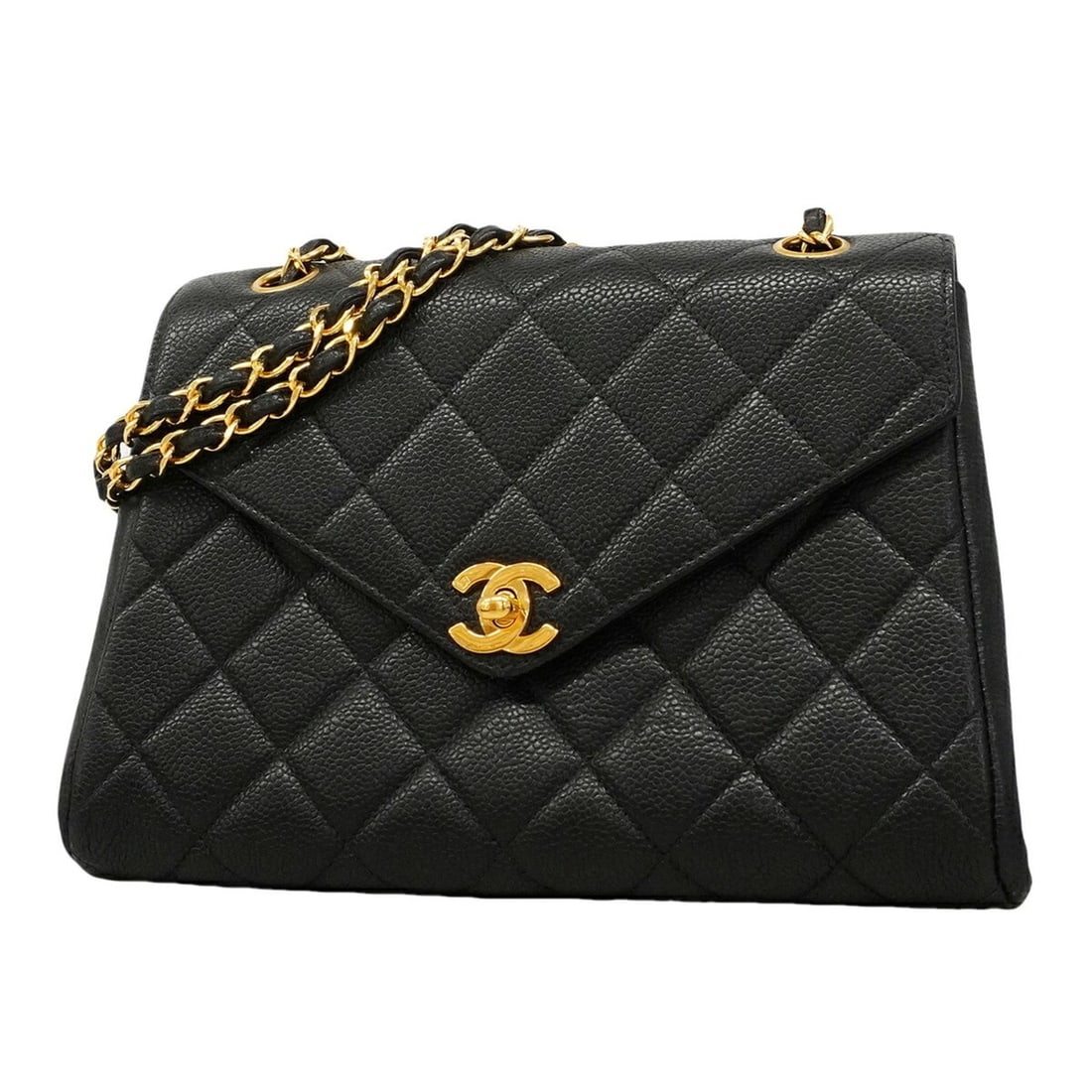 Chanel Matelassé Shoulder Bag, Double Chain, Caviar Leather, Black, Women's: --- Catalog ---Category: SizeSize (HxWxD): 17.5cm x 25cm x 10cm / 6.88'' x 9.84'' x 3.93''Category: DesignType: Shoulder bagColor: BlackGender: WomenMaterial: Grained Calfskin Hardware Color: GoldCate