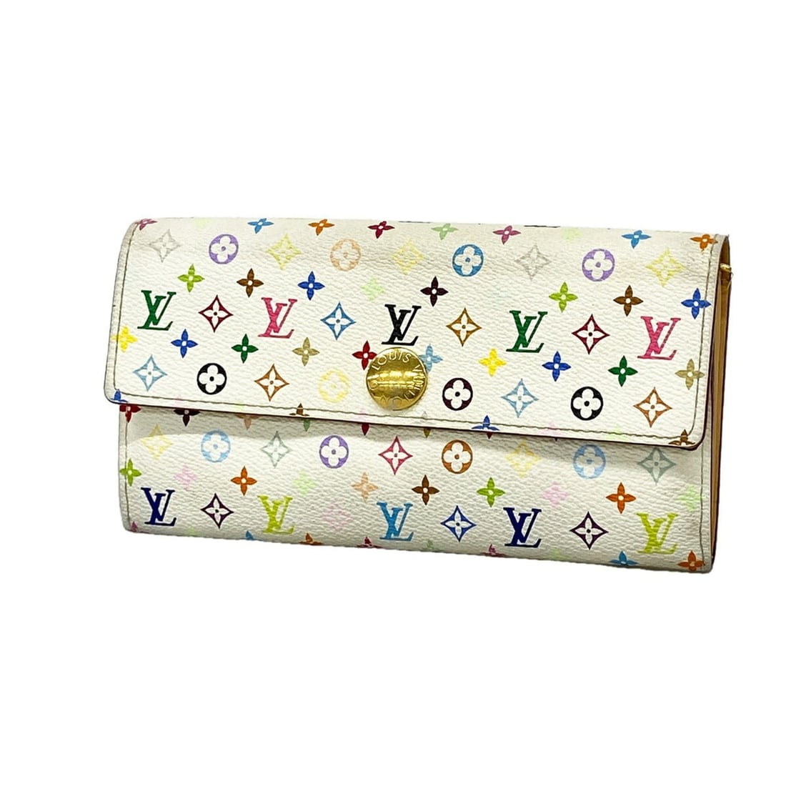 Louis Vuitton Long Wallet Monogram Multicolor Portefeuille Sarah M93532 Blanc Women's P3291236