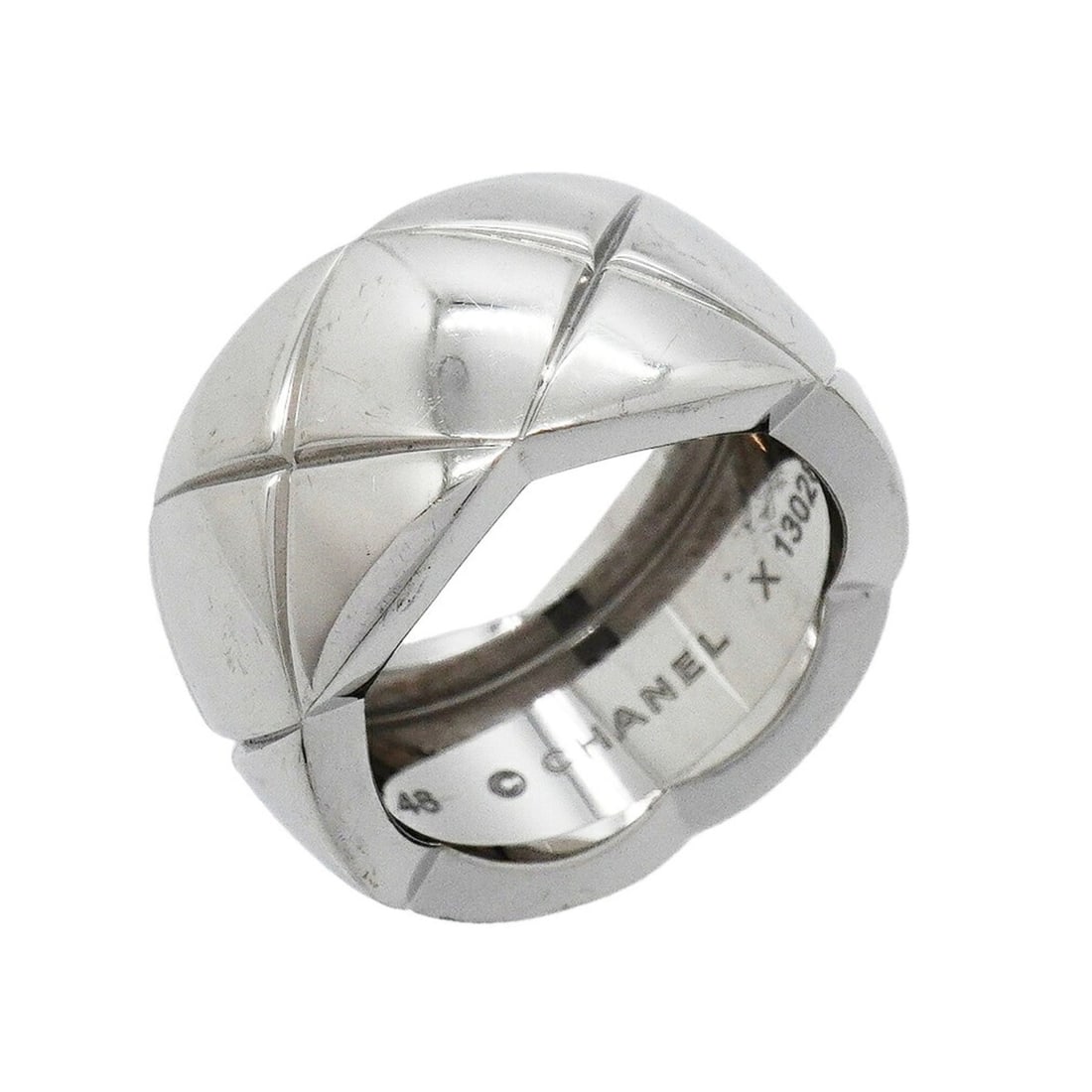 Chanel Coco Crush Large Ring, 18K White Gold, Size #48, Women's