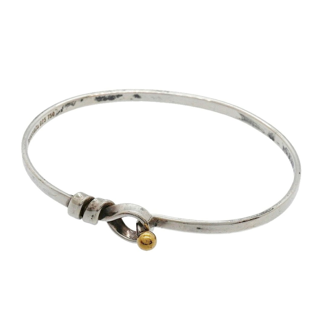 Tiffany & Co. Hook Eye Bangle, 18K Yellow Gold (KYG), Sterling Silver 925, Women's