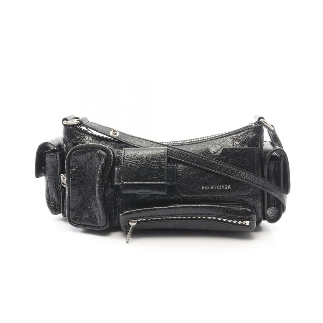 Balenciaga SUPERBUSY Sling Bag, Small Shoulder Handbag, Leather, Women's, Black (802227)