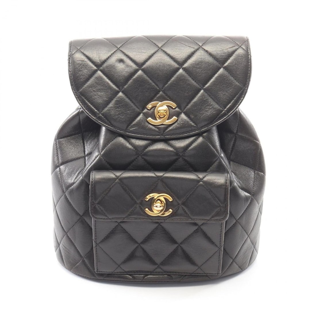 Chanel Matelassé Backpack/Handbag, Lambskin Leather, Women's, Black