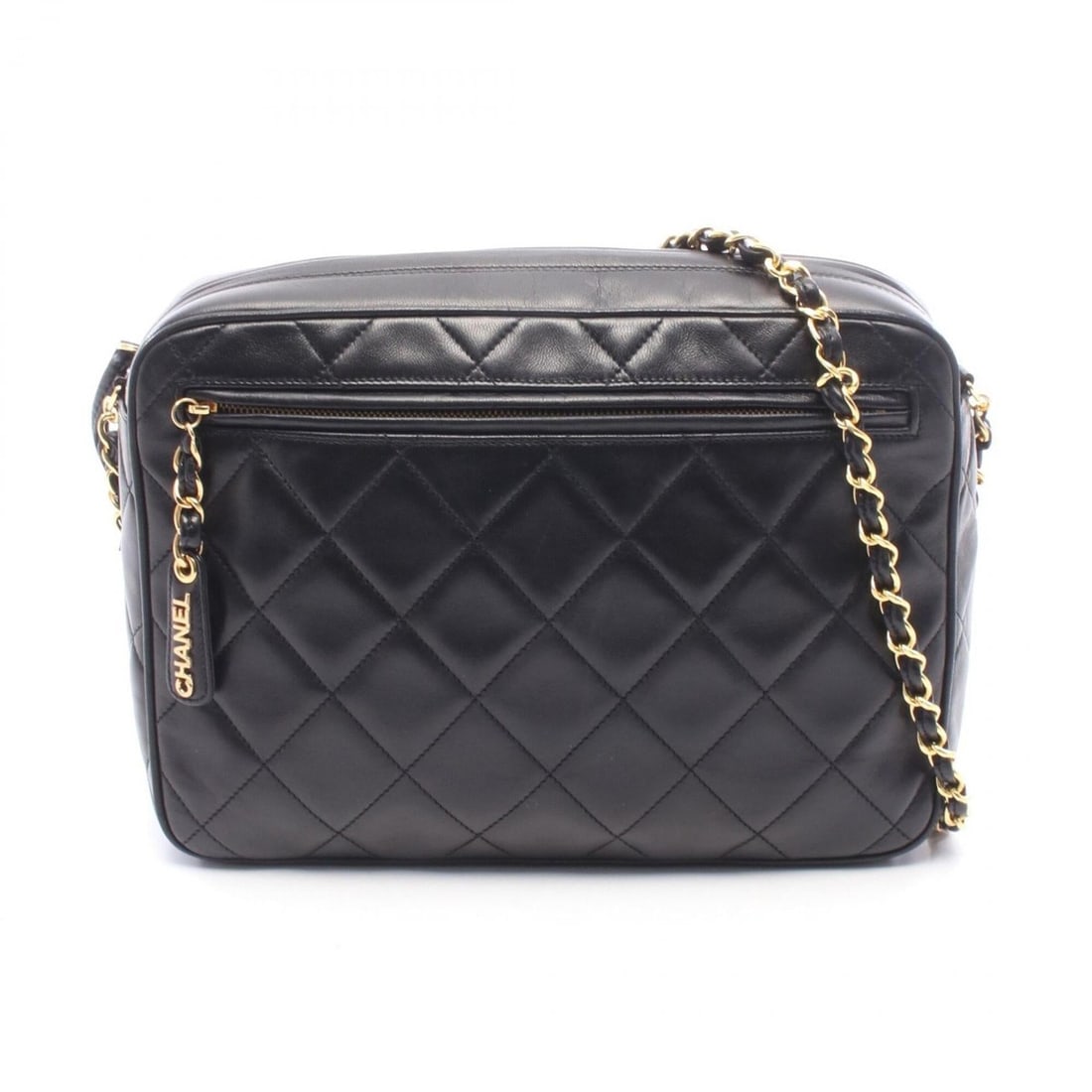 Chanel Matelassé Shoulder Bag/Handbag, Lambskin Leather, Women's, Black: --- Catalog ---Category: SizeSize (HxWxD): 20cm x 27cm x 7cm / 7.87'' x 10.62'' x 2.75''Category: DesignType: Handbag, Shoulder bagColor: BlackGender: WomenMaterial: Leather Leather/Fur Type: Lambskin