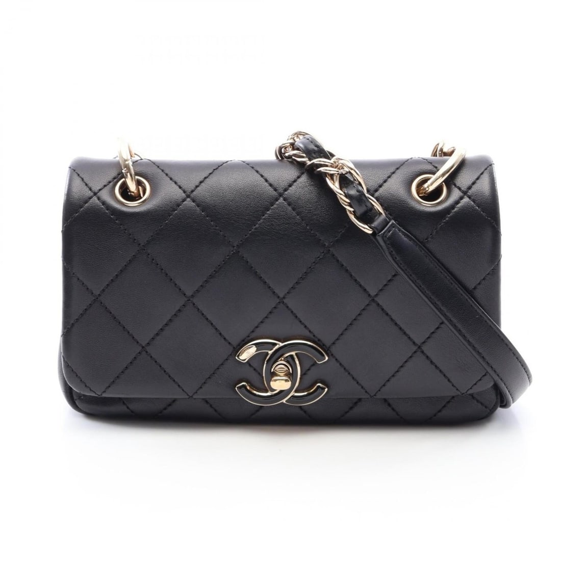 Chanel Matelassé Shoulder Bag/Handbag, Lambskin Leather, Women's, Black: --- Catalog ---Category: SizeSize (HxWxD): 12cm x 19cm x 5.5cm / 4.72'' x 7.48'' x 2.16''Category: DesignType: Handbag, Shoulder bagColor: BlackGender: WomenMaterial: Leather Leather/Fur Type: Lambski
